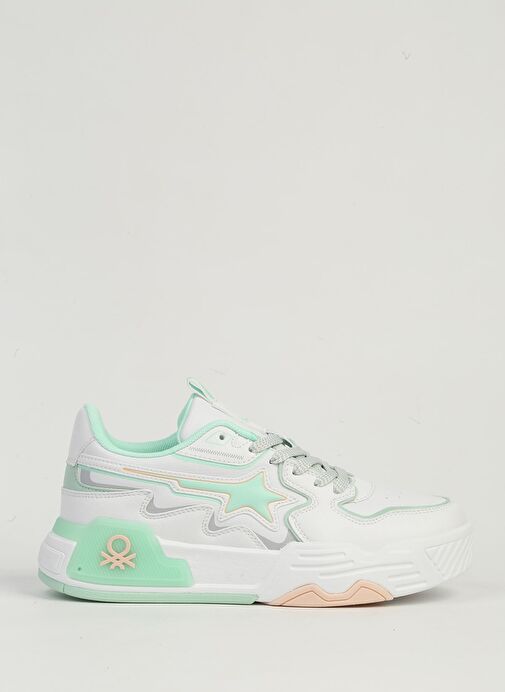 Benetton Beyaz Yeşil Kadın Spor Ayakkabı BNI-11512 - Görsel 2