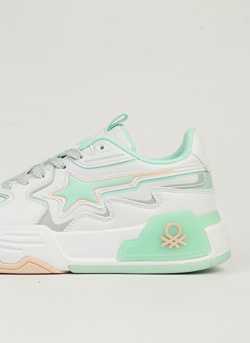 Benetton Beyaz Yeşil Kadın Spor Ayakkabı BNI-11512 - Görsel 3