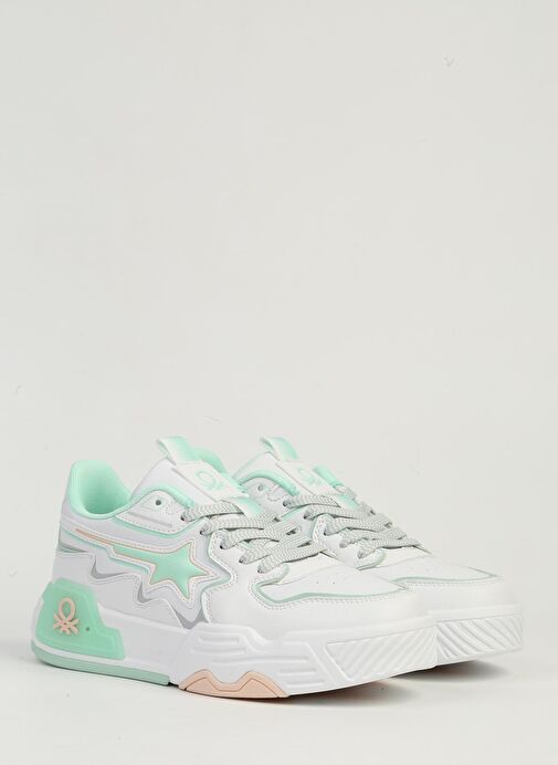 Benetton Beyaz Yeşil Kadın Spor Ayakkabı BNI-11512 - Görsel 4