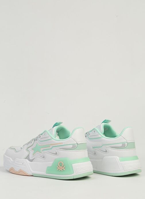 Benetton Beyaz Yeşil Kadın Spor Ayakkabı BNI-11512 - Görsel 6
