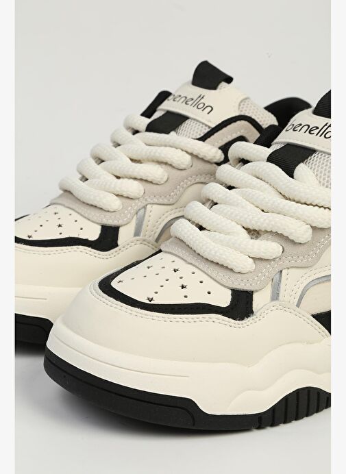 Benetton Beyaz Siyah Kadın Spor Ayakkabı İTHAL BNI-11571 - Görsel 3