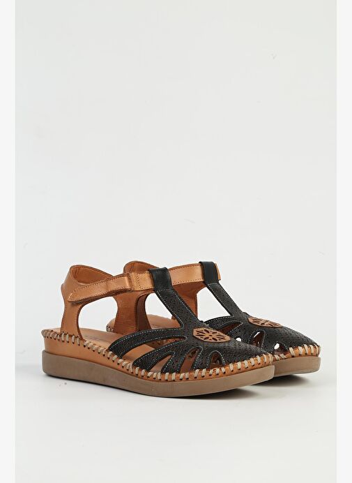 Pierre Cardin Hakiki Deri Kadın Siyah Sandalet PC-54517 - Görsel 3