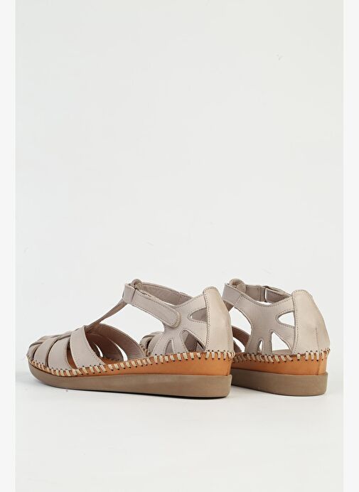 Pierre Cardin Hakiki Deri Bej Kadın Sandalet PC-54522 - Görsel 4