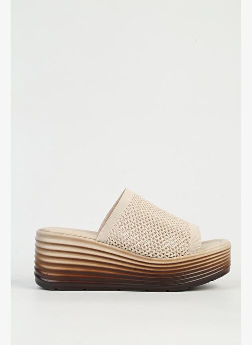 Pierre Cardin Krem Kadın Topuklu Terlik PC-54574 - Görsel 2