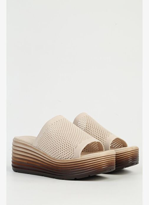 Pierre Cardin Krem Kadın Topuklu Terlik PC-54574 - Görsel 3