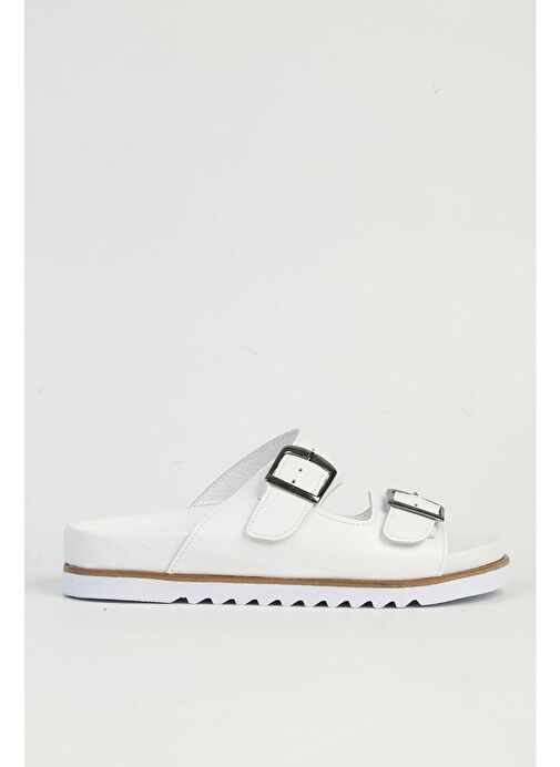 Pierre Cardin Hakiki Deri Kadın Beyaz Terlik PC-54607 - Görsel 2