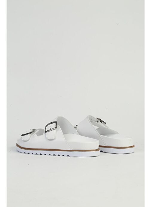 Pierre Cardin Hakiki Deri Kadın Beyaz Terlik PC-54607 - Görsel 4