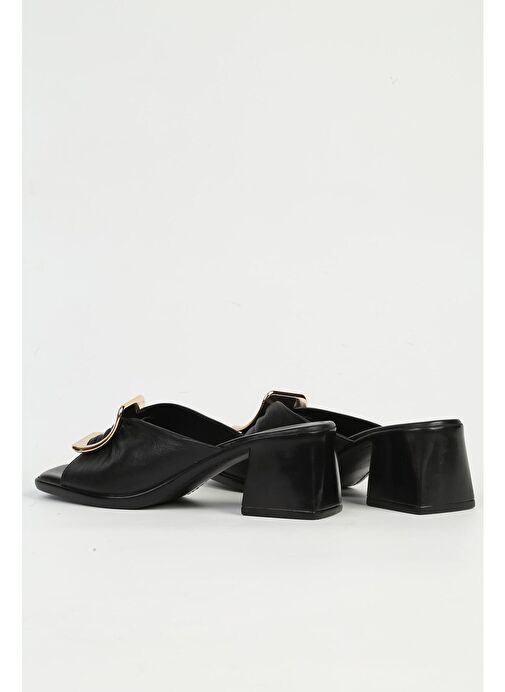 Pierre Cardin Hakiki Deri Siyah Kadın Terlik PC-54629 - Görsel 4