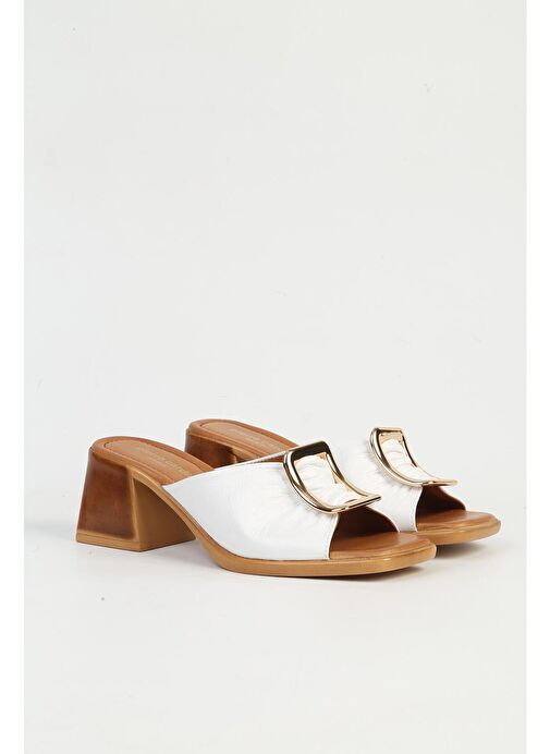 Pierre Cardin Beyaz Kadın Topuklu Terlik PC-54629-Beyaz - Görsel 3