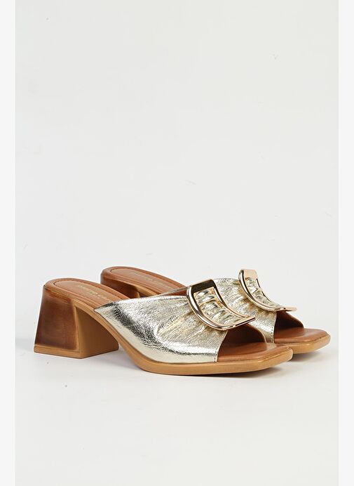 Pierre Cardin Hakiki Deri Light Altın Kadın Terlik PC-54629 - Görsel 3