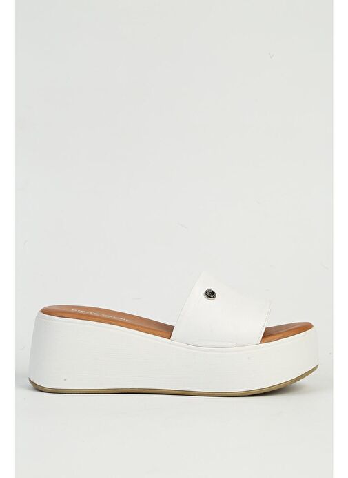 Pierre Cardin Beyaz Kadın Topuklu Terlik PC-54640 - Görsel 2