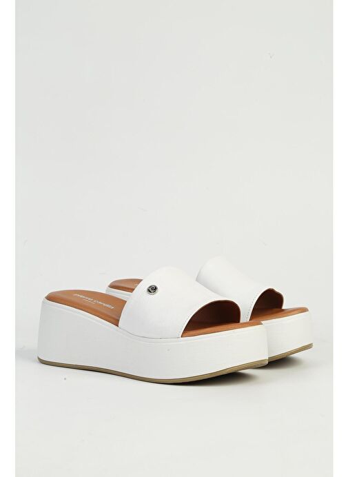 Pierre Cardin Beyaz Kadın Topuklu Terlik PC-54640 - Görsel 3