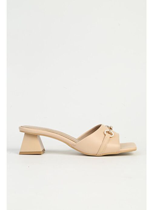Pierre Cardin Krem Kadın Topuklu Terlik PC-54709 - Görsel 2