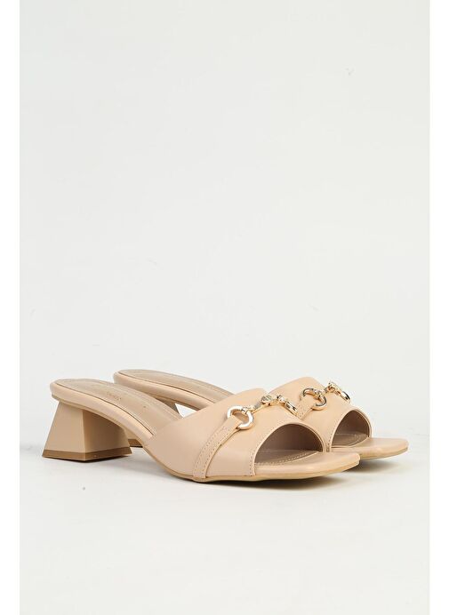 Pierre Cardin Krem Kadın Topuklu Terlik PC-54709 - Görsel 3