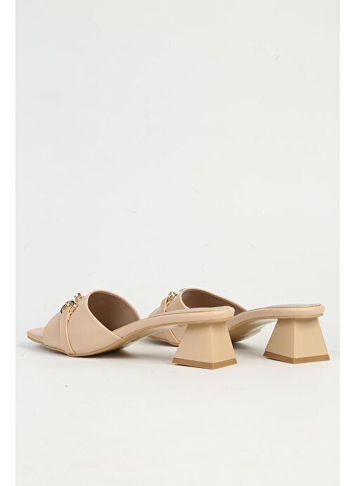 Pierre Cardin Krem Kadın Topuklu Terlik PC-54709 - Görsel 4