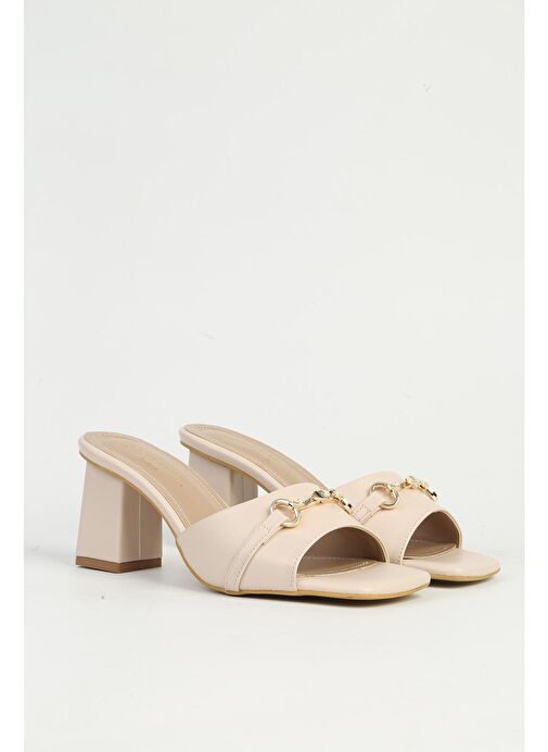 Pierre Cardin Kadın Krem Topuklu Terlik PC-54726 - Görsel 2