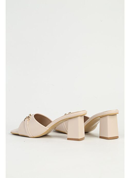 Pierre Cardin Kadın Krem Topuklu Terlik PC-54726 - Görsel 4