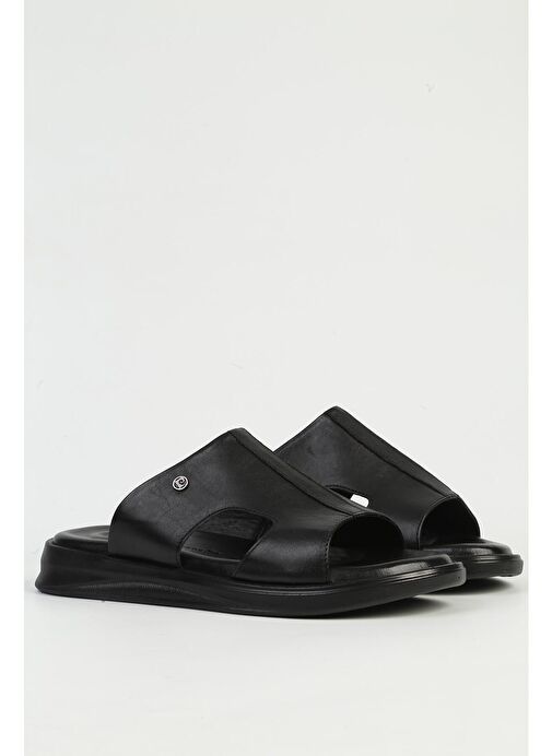 Pierre Cardin Hakiki Deri Siyah Erkek Terlik PC-7324 - Görsel 3