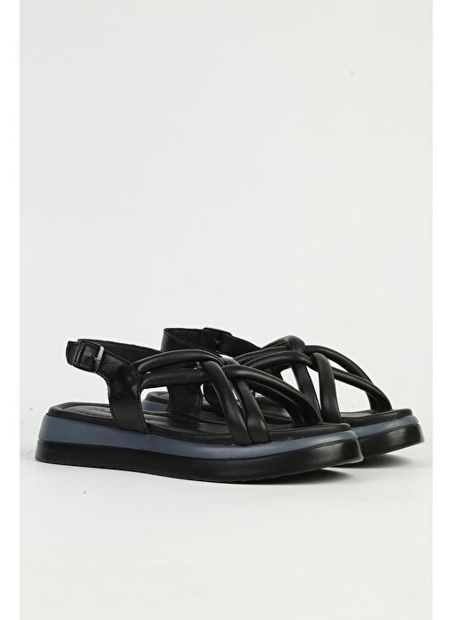 Pierre Cardin Deri Siyah Kadın Sandalet PC-7359 - Görsel 3