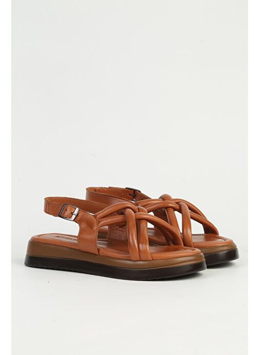 Pierre Cardin Deri Kadın Taba Sandalet PC-7359 - Görsel 2