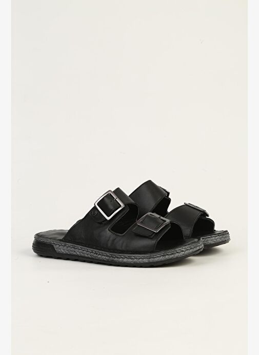 Pierre Cardin Hakiki Deri Siyah Erkek Terlik PC-7440 - Görsel 3