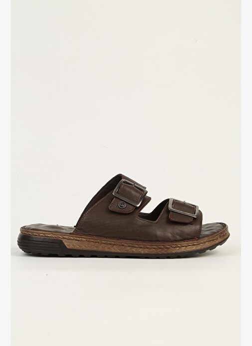 Pierre Cardin Hakiki Deri Kahve Erkek Terlik PC-7440 - Görsel 2