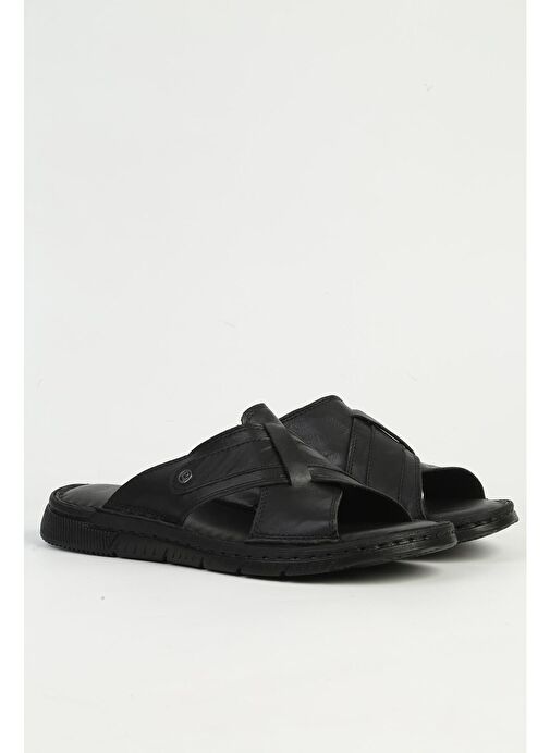 Pierre Cardin Hakiki Deri Erkek Siyah Terlik PC-7460 - Görsel 3