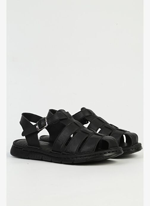 Pierre Cardin Hakiki Deri Siyah Erkek Sandalet PC-7462 - Görsel 3