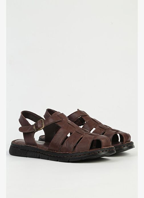 Pierre Cardin Hakiki Deri Kahve Erkek Sandalet PC-7462 - Görsel 3