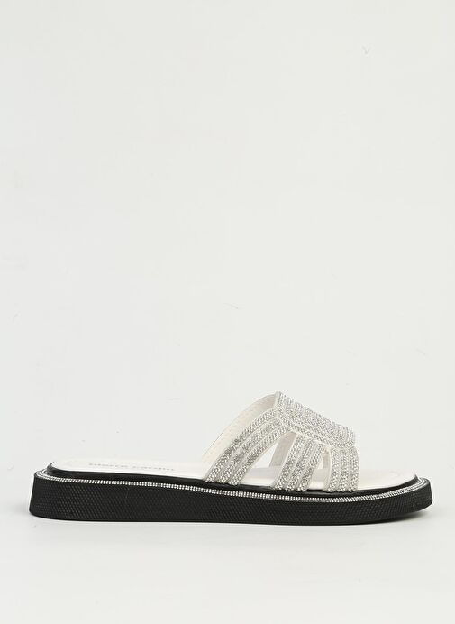 Pierre Cardin Taşlı Beyaz Kadın Terlik PC-7506 - Görsel 2