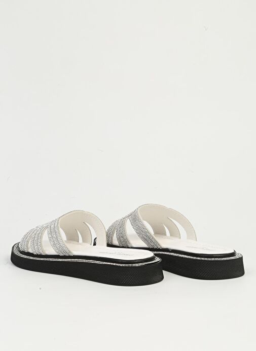 Pierre Cardin Taşlı Beyaz Kadın Terlik PC-7506 - Görsel 4