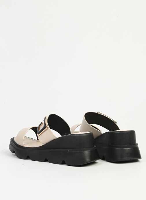 Pierre Cardin Krem Kadın Topuklu Terlik PC-7528 - Görsel 4