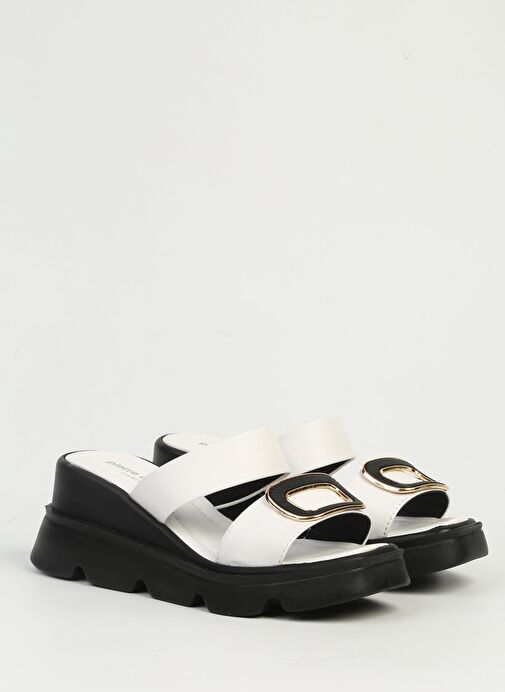 Pierre Cardin Beyaz Kadın Topuklu Terlik PC-7531 - Görsel 2