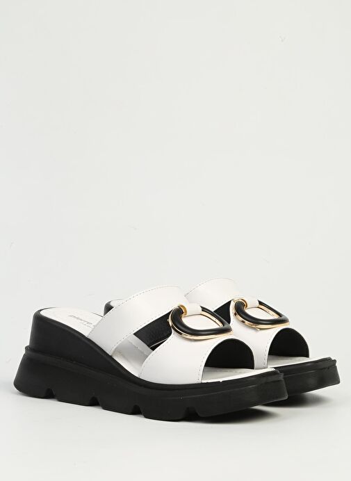 Pierre Cardin Beyaz Kadın Topuklu Terlik PC-7534 - Görsel 3