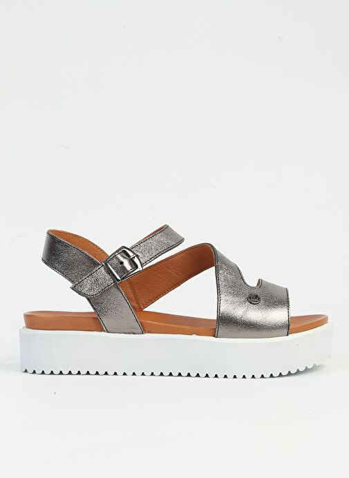 Pierre Cardin Platin Kadın Deri Sandalet PCK-5003 - Görsel 2
