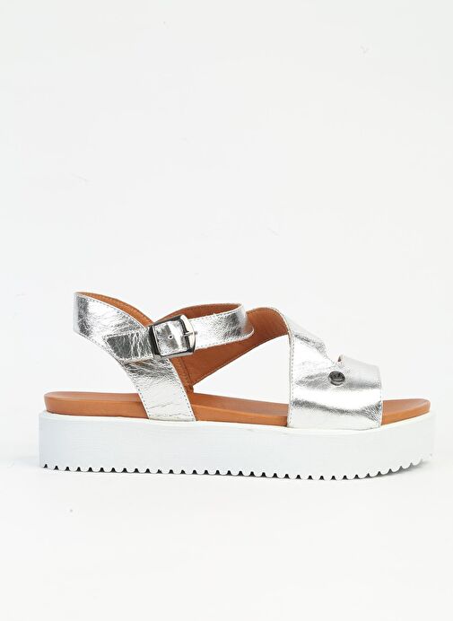 Pierre Cardin Gümüş Kadın Deri Sandalet PCK-5003 - Görsel 2
