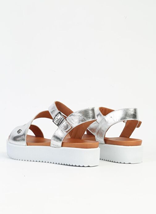 Pierre Cardin Gümüş Kadın Deri Sandalet PCK-5003 - Görsel 4