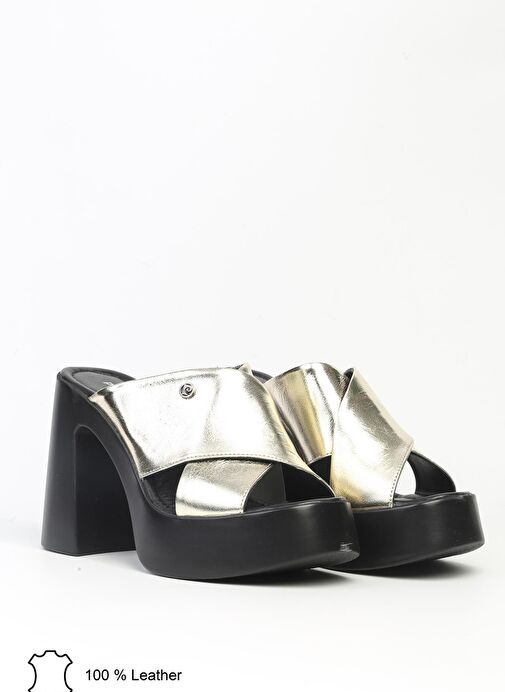 Pierre Cardin Altın Kadın Deri Terlik PCK-5005 - Görsel 3