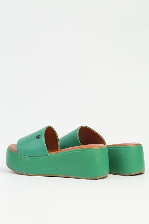 Pierre Cardin Yeşil Kadın Deri Terlik PCK-5008 - Görsel 4