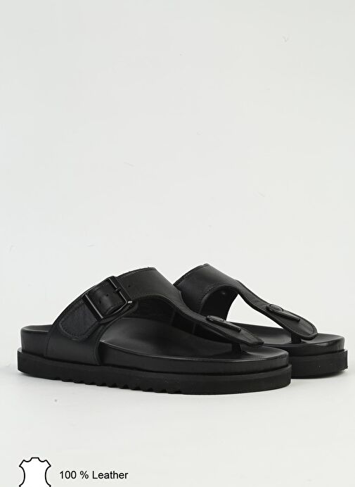 Pierre Cardin Siyah Kadın Parmak Arası Deri Terlik PCK-5042 - Görsel 3