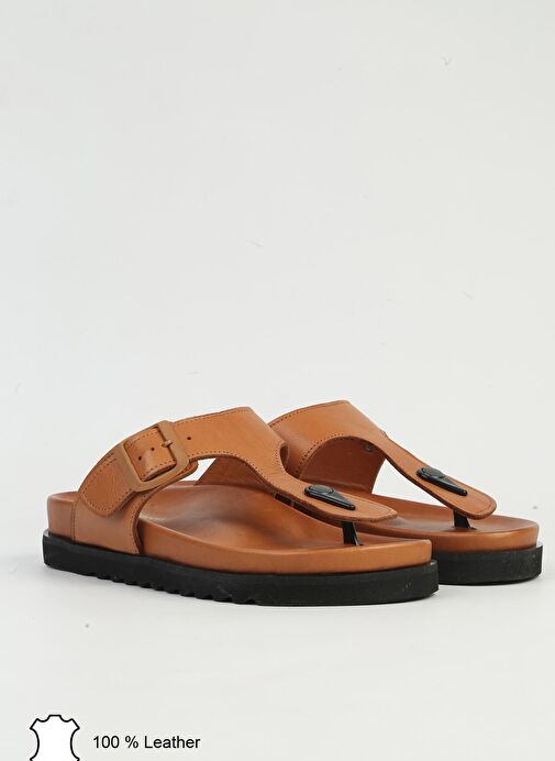 Pierre Cardin Taba Kadın Parmak Arası Deri Terlik PCK-5042 - Görsel 3