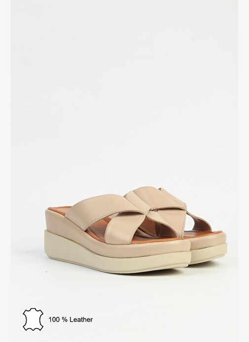 Pierre Cardin Bej Kadın Deri Terlik PCK-5043 - Görsel 3