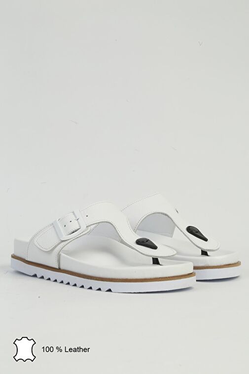 Pierre Cardin Beyaz Kadın Deri Terlik PCK-5052 - Görsel 3