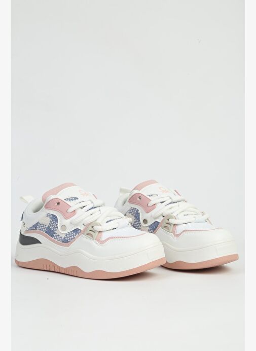 Benetton Beyaz Pudra Kadın Spor Ayakkabı İTHAL BNI-12157 - Görsel 3
