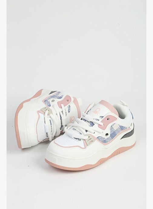 Benetton Beyaz Pudra Kadın Spor Ayakkabı İTHAL BNI-12157 - Görsel 6