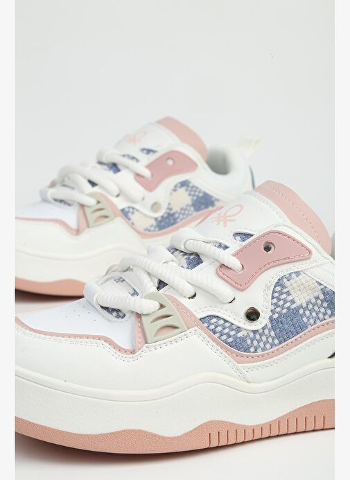 Benetton Beyaz Pudra Kadın Spor Ayakkabı İTHAL BNI-12157 - Görsel 5