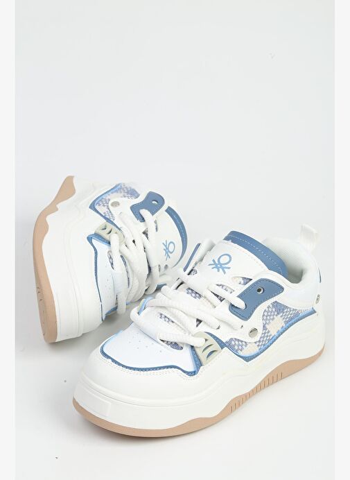Benetton Beyaz Bebe Mavi Kadın Spor Ayakkabı İTHAL BNI-12157 - Görsel 5