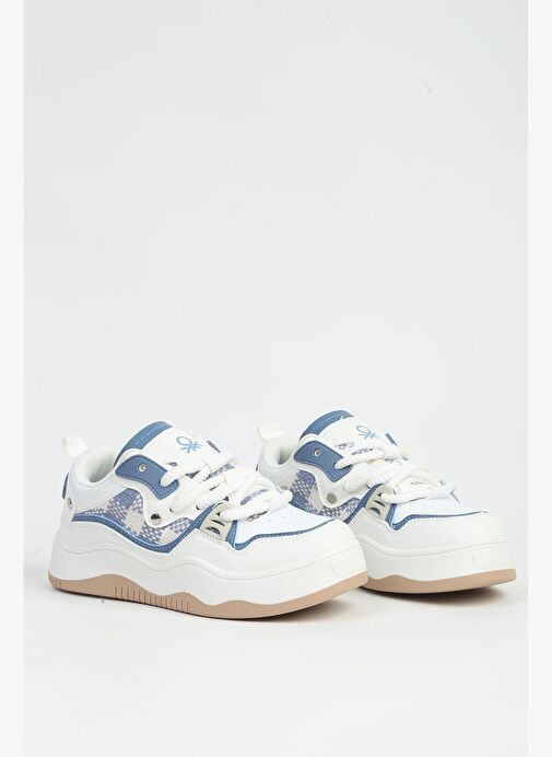 Benetton Beyaz Bebe Mavi Kadın Spor Ayakkabı İTHAL BNI-12157 - Görsel 3