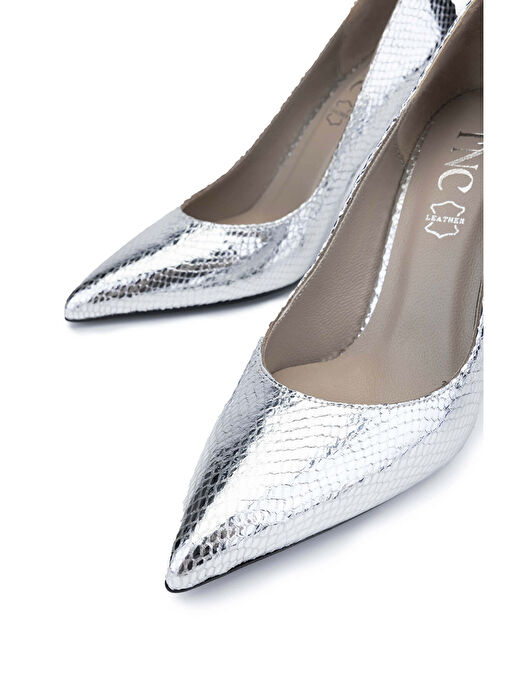 Tamer Tanca Kadın Hakiki Deri Gri Topuklu Ayakkabı - Görsel 4