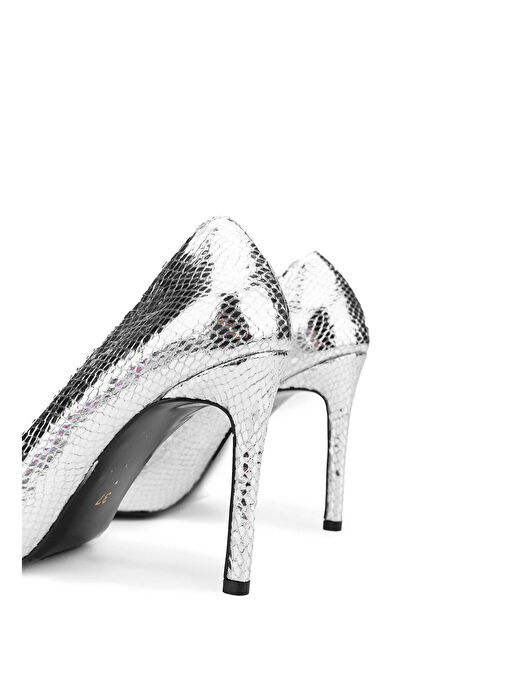 Tamer Tanca Kadın Hakiki Deri Gri Topuklu Ayakkabı - Görsel 5